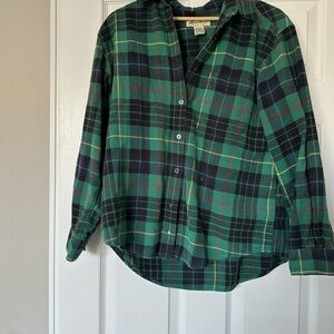 Green and Blue Plaid Button-Up Shirt